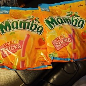 Mamba Beach Sticks Fruit Chews - Limited Edition Variety 6.3 Oz Ea. 2 Pks